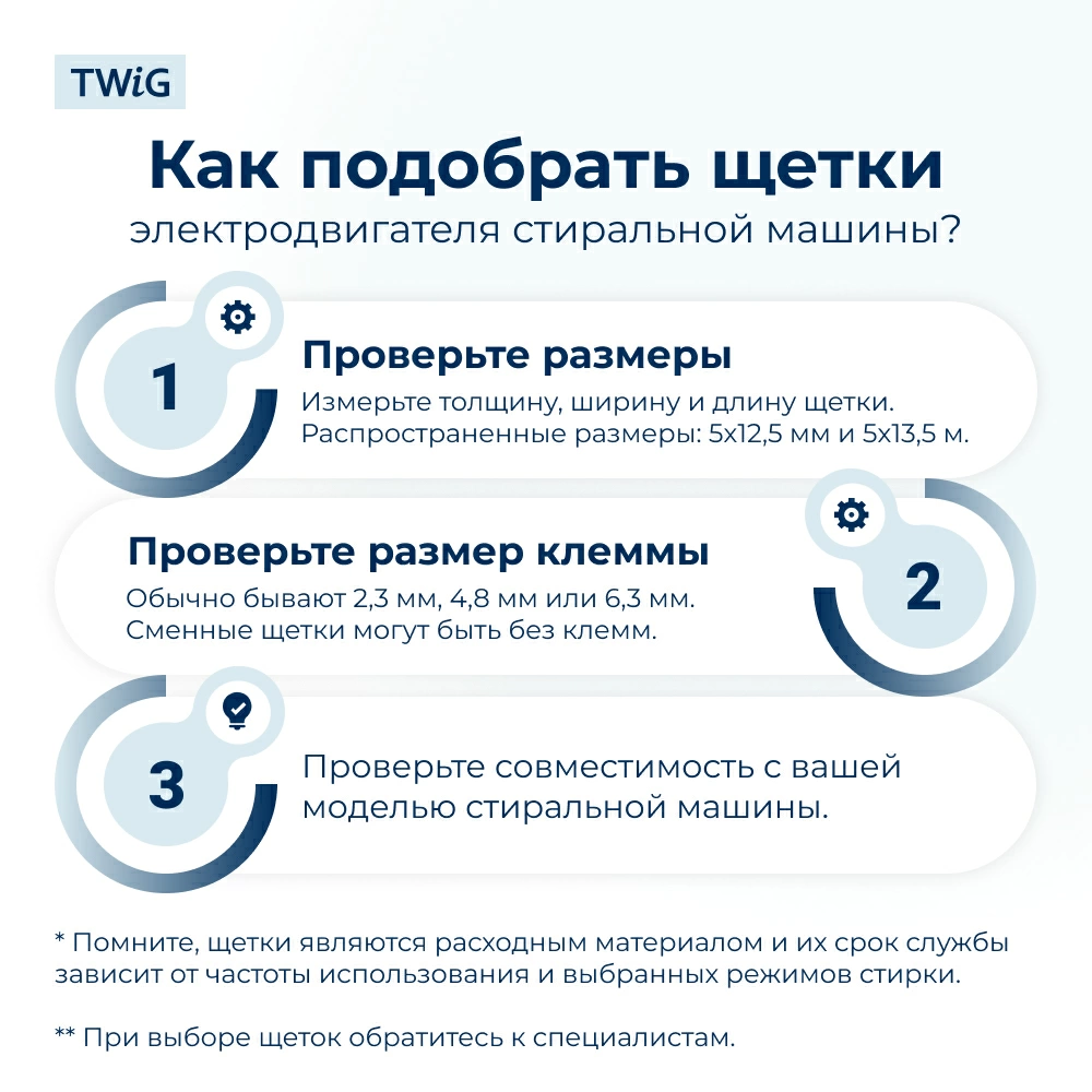 Щетки электродвигателя стиральной машины 5x13.5x36 мм